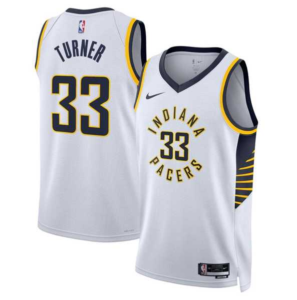 Mens Indiana Pacers #33 Myles Turner White Association Edition Stitched Basketball Jersey Dzhi